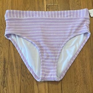 NWt freshwater purple and white stripes high leg high waist swim bottom